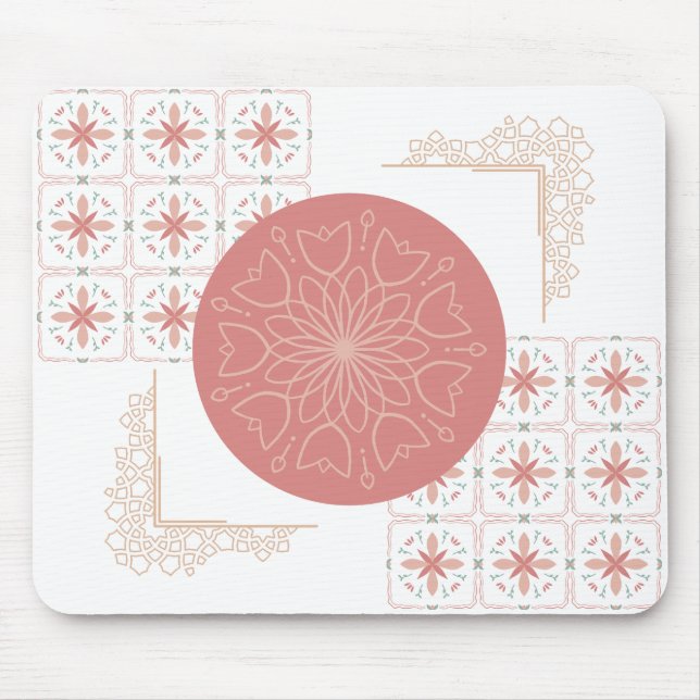 Eleganter Mandala-Mauspad - Weich rosa Töne Mousepad (Vorne)
