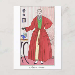 Eleganter Mann von 1913 mit Robe von Georges Barbi Postkarte