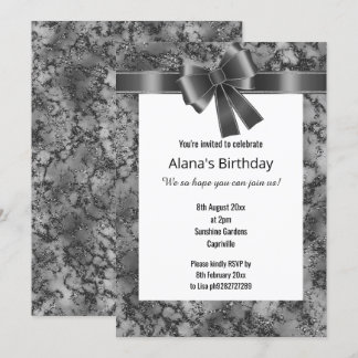 ELEGANTER MARBLE GLITZER SCHWARZKÖRPER WEISS EINLADUNG