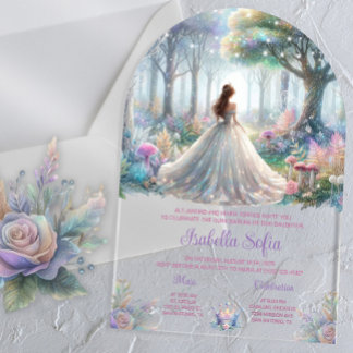 Eleganter Märchenwald Quinceañera Acryleinladungen