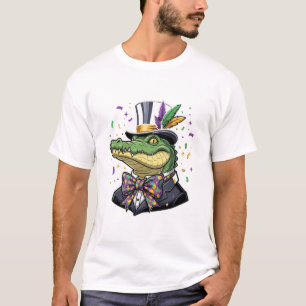 Eleganter Mardi Gras-Alligator im Smoking und Zyli T-Shirt