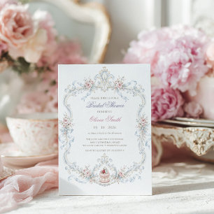 Eleganter Marie-Antoinette-Junggesellinnen-Abschie Einladung
