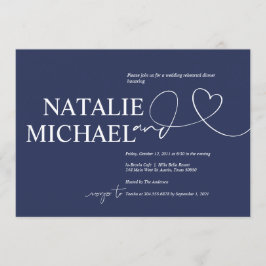 Eleganter MarineMinimalismus Hochzeitsessen Probe Einladung