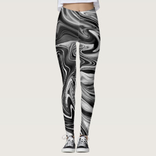 Eleganter Marmor 7 - Flüssigkeit Schwarzweiss Leggings