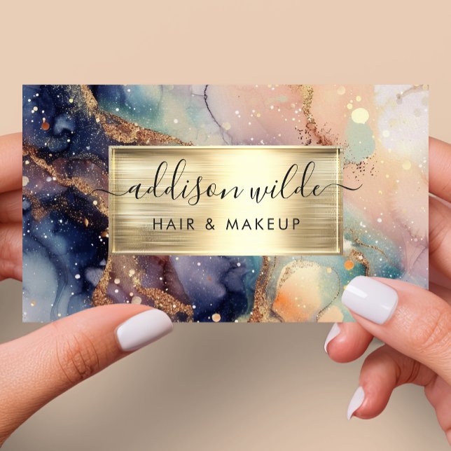 Eleganter Marmor aus Marineblau und Gold Visitenkarte (Von Creator hochgeladen)