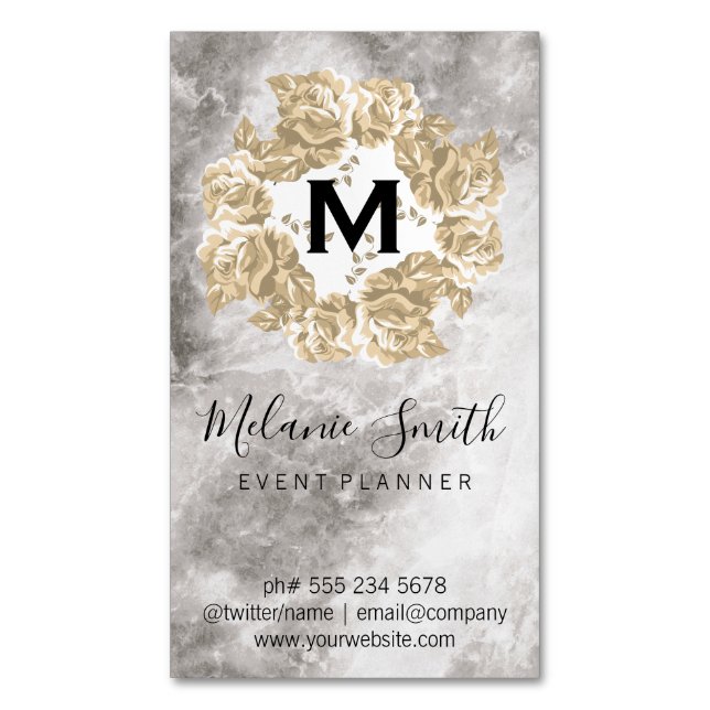 Eleganter Marmor für die Blume Magnetische Visitenkarte (Vorderseite Vertikal)