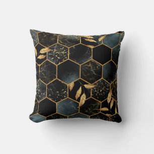 Eleganter Marmor & Gold: Abstrakte Hexagon-Textur Kissen