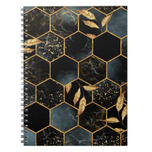 Eleganter Marmor & Gold: Abstrakte Hexagon-Textur Notizblock