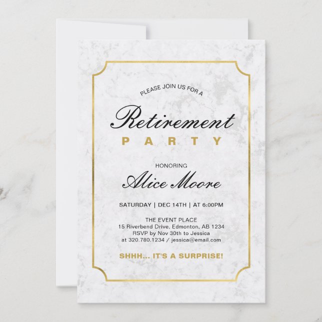 Eleganter Marmor & Gold | Party für Unternehmensru Einladung (Vorderseite)