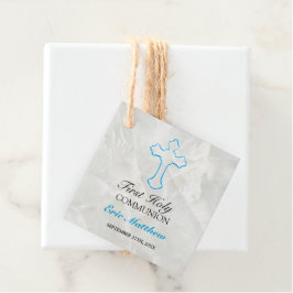 Eleganter Marmor mit Blue Cross First Communation Geschenkanhänger