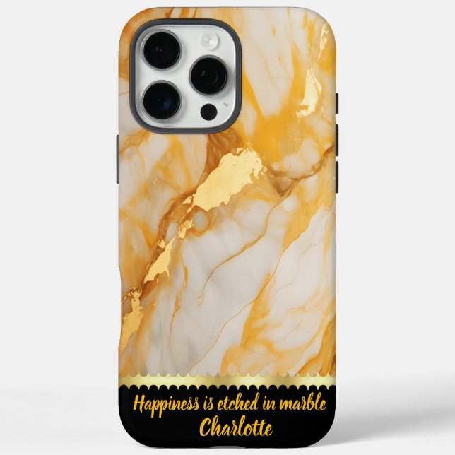 Eleganter Marmor mit goldenen Adern und warmen Far iPhone 16 Pro Max Hülle (Rückseite)