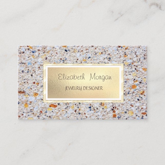 Eleganter Marmor,Stone Gold Frame Schmuckdesigner Visitenkarte (Vorderseite)