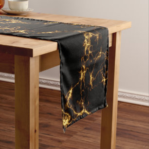 Eleganter Marmor style3 - schwarzes Gold Kurzer Tischläufer