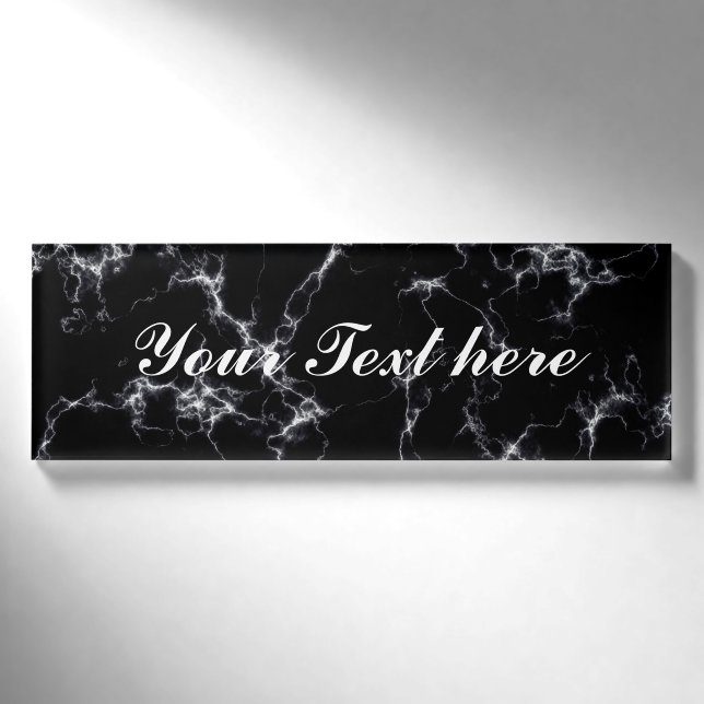 Eleganter Marmor style4 - Schwarzweiss Namenschild (Vorderseite)