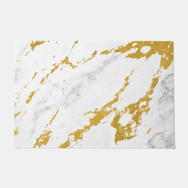 Eleganter Marmor style6 - Gold und Weiß Fußmatte (Vorderseite)