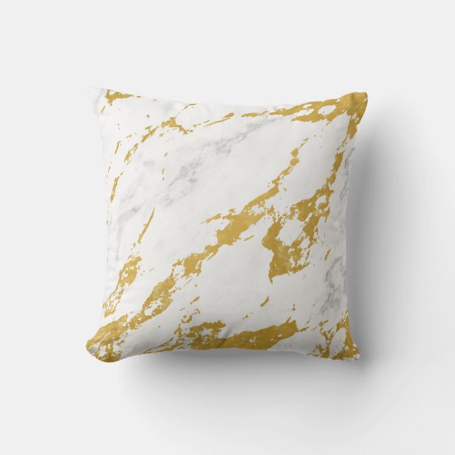 Eleganter Marmor style6 - Gold und Weiß Kissen (Vorderseite)