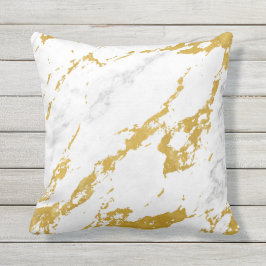 Eleganter Marmor style6 - Gold und Weiß Kissen
