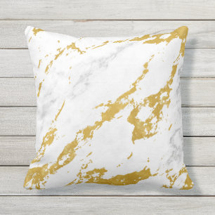 Eleganter Marmor style6 - Gold und Weiß Kissen