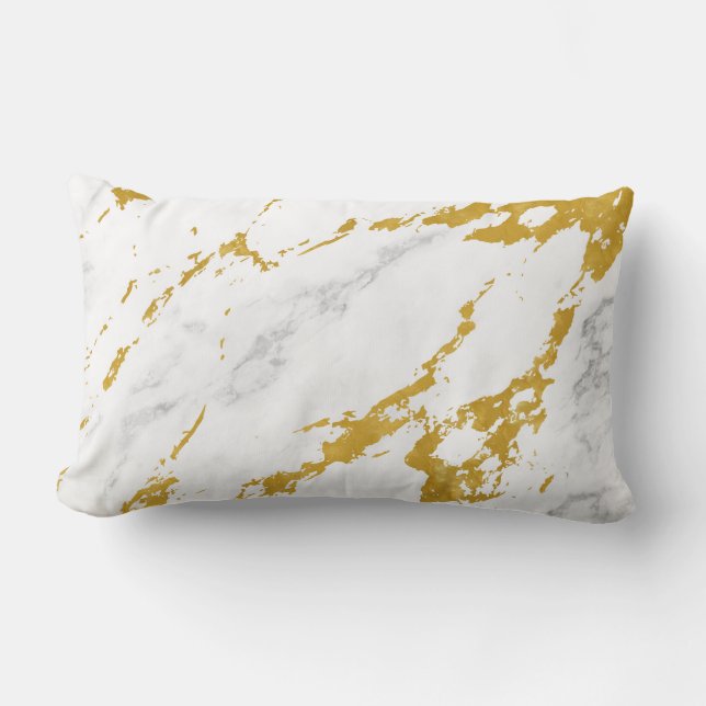 Eleganter Marmor style6 - Gold und Weiß Lendenkissen (Vorderseite)