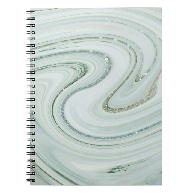 Eleganter Marmor Swirl Silver Glitzer Sparkle Glam Notizblock (Vorderseite)