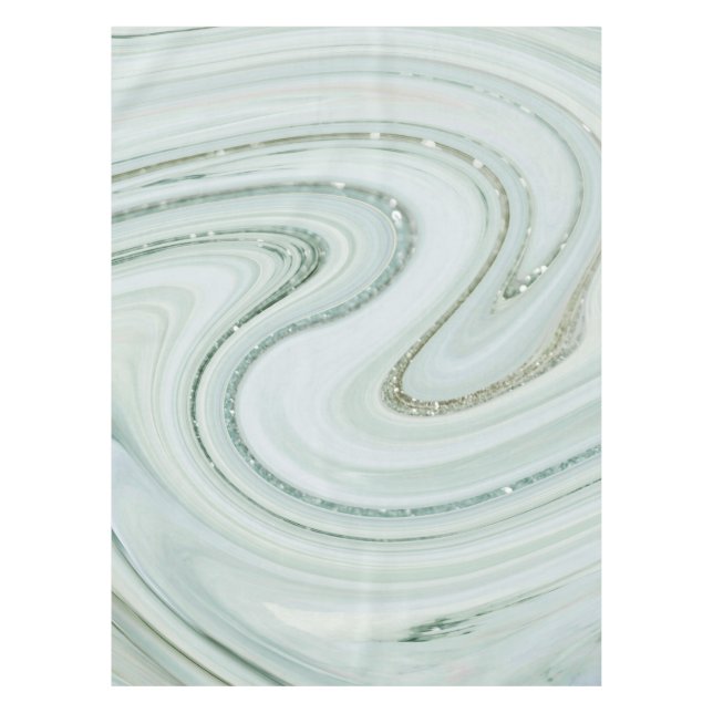 Eleganter Marmor Swirl Silver Glitzer Sparkle Glam Tischdecke (Vorderseite)