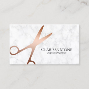 Eleganter Marmor- u. Rosengoldscheren Hairstylist Visitenkarte