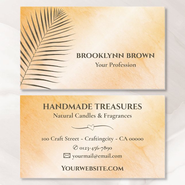 Eleganter Marmor Wasserfarben Blumen Modernes Oran Visitenkarte (Von Creator hochgeladen)