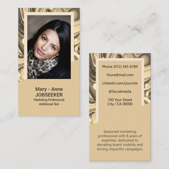 Eleganter Marmorjob-Sucher Klasse Creative Gold Visitenkarte (Vorne/Hinten)