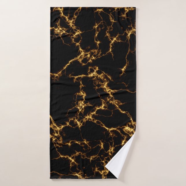 Eleganter Marmorstil3 - Schwarzes Gold Badehandtuch (Badehandtuch)