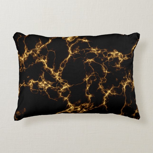 Eleganter Marmorstil3 - Schwarzes Gold Dekokissen (Vorderseite)