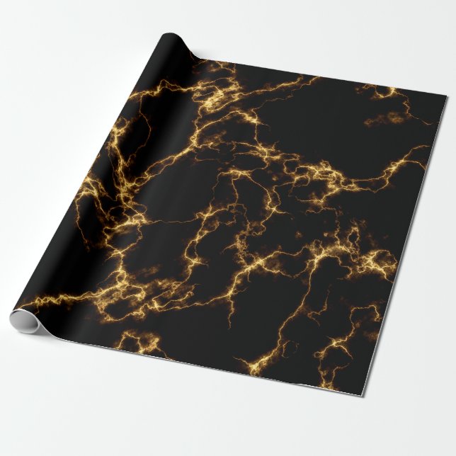 Eleganter Marmorstil3 - Schwarzes Gold Geschenkpapier (Ungerollt)