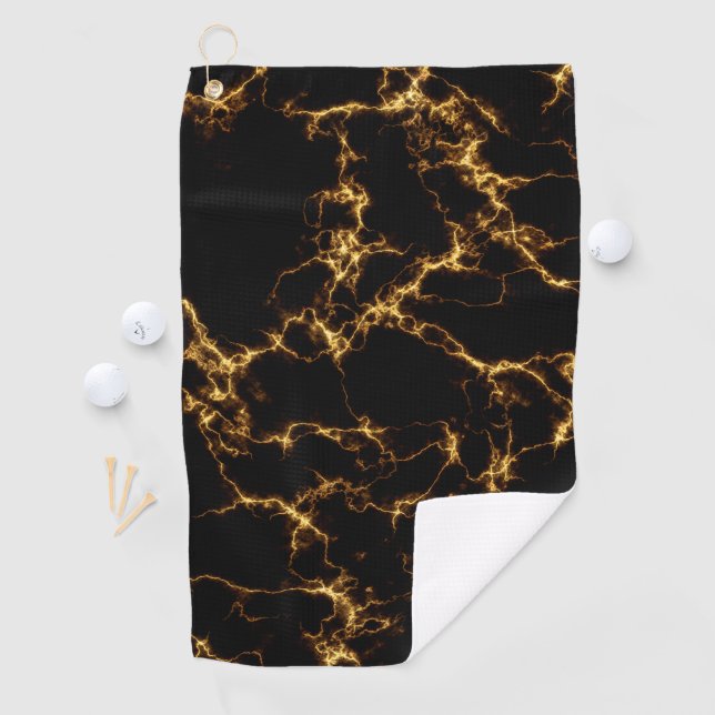 Eleganter Marmorstil3 - Schwarzes Gold Golfhandtuch (Insitu)