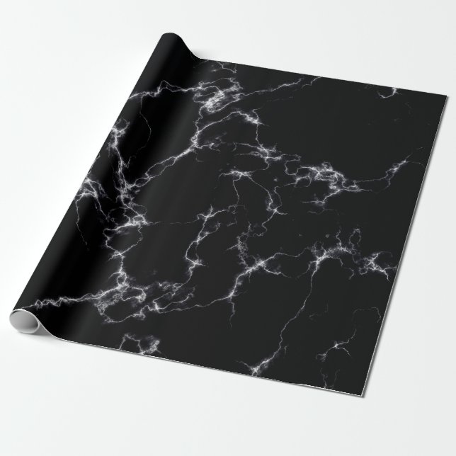 Eleganter Marmorstil4 - Schwarz und Weiß Geschenkpapier (Ungerollt)