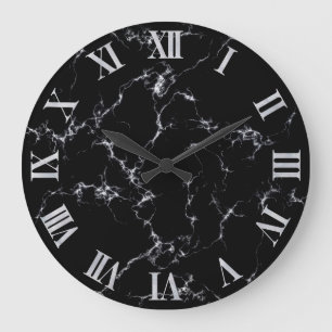 Eleganter Marmorstil4 - Schwarz und Weiß Große Wanduhr