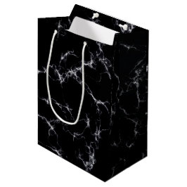Eleganter Marmorstil4 - Schwarz und Weiß Mittlere Geschenktüte