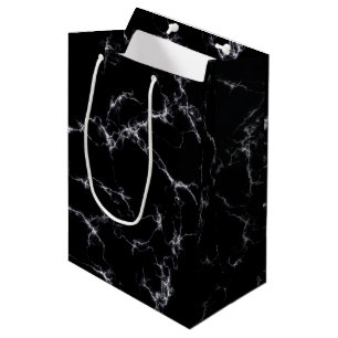 Eleganter Marmorstil4 - Schwarz und Weiß Mittlere Geschenktüte