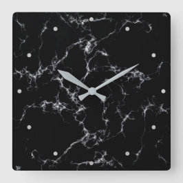 Eleganter Marmorstil4 - Schwarz und Weiß Quadratische Wanduhr