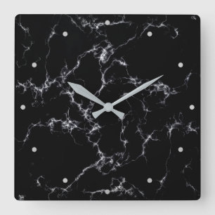 Eleganter Marmorstil4 - Schwarz und Weiß Quadratische Wanduhr