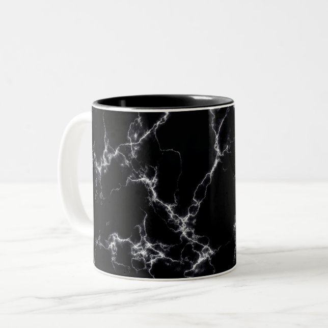 Eleganter Marmorstil4 - Schwarz und Weiß Zweifarbige Tasse (Vorderseite Links)