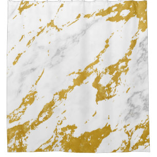 Eleganter Marmorstil6 - Gold und Weiß Duschvorhang