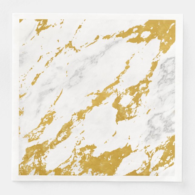 Eleganter Marmorstil6 - Gold und Weiß Serviette (Vorderseite)