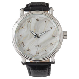 Eleganter Marmoruntergrund Gold Glitzer Einfaches  Armbanduhr