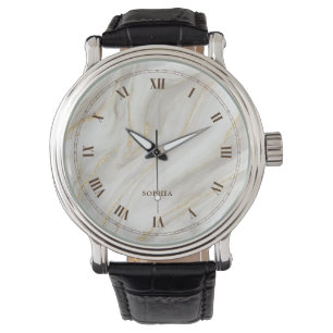 Eleganter Marmoruntergrund Gold Glitzer Einfaches  Armbanduhr