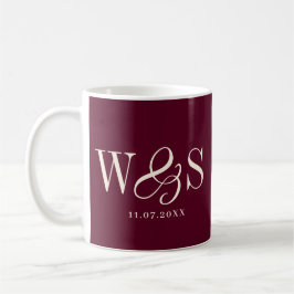Eleganter Maroon erste Hochzeitspaare Kaffeetasse