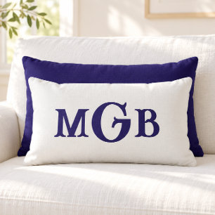 Eleganter maßgeschneiderter Monogramm-Weißer Wurf Lendenkissen