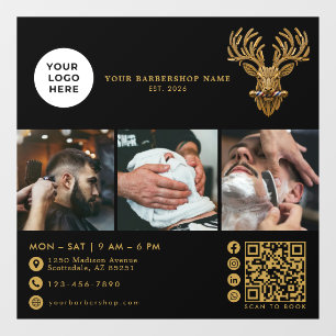 Eleganter Master Friseursalon Goldhirsch Qr Code L Fensteraufkleber