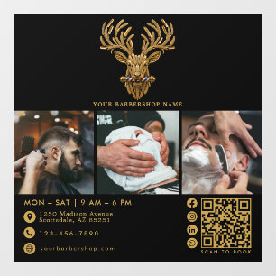 Eleganter Master Friseursalon Goldhirsch Qr Code L Fensteraufkleber