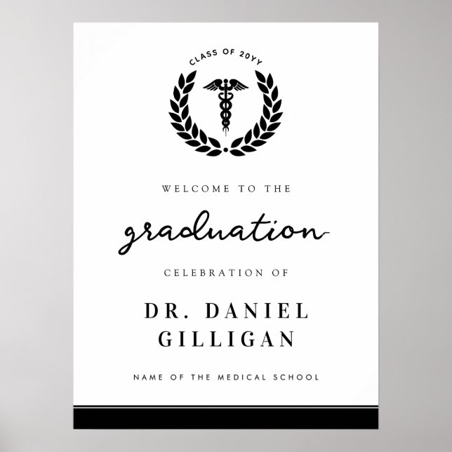 Eleganter Medical School Abschluss Begrüßungszeich Poster (Vorne)