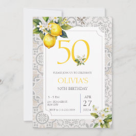 Eleganter mediterraner Lemon Italienisch 50. Gebur Einladung