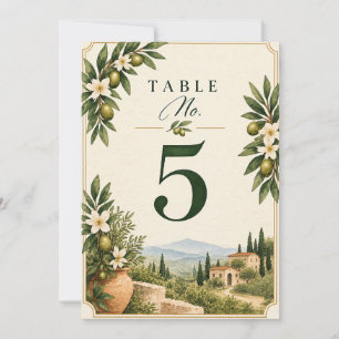 Eleganter mediterraner Olivenzweig Hochzeitstisch Einladung